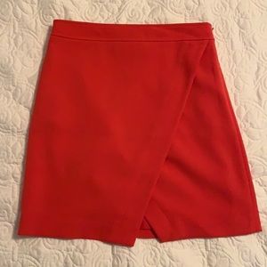 Loft A-Line faux wrap skirt in coral.